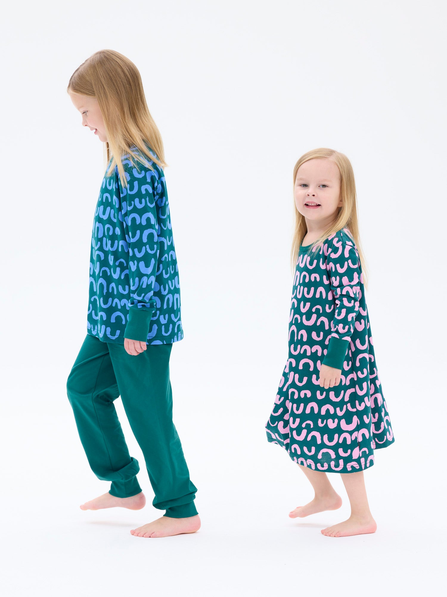 Lasten Pyjama Nurinkurin, Vihreä/Sininen
