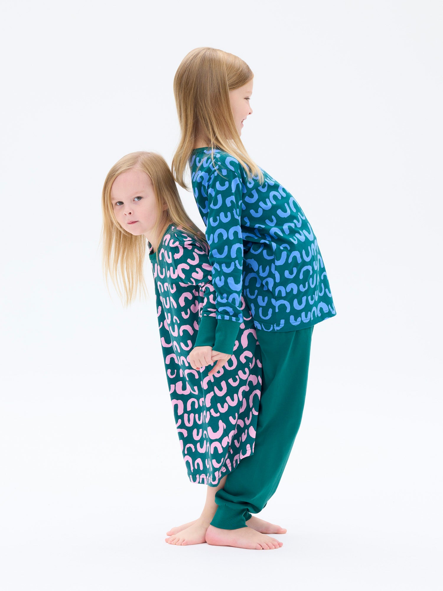 Lasten Pyjama Nurinkurin, Vihreä/Sininen