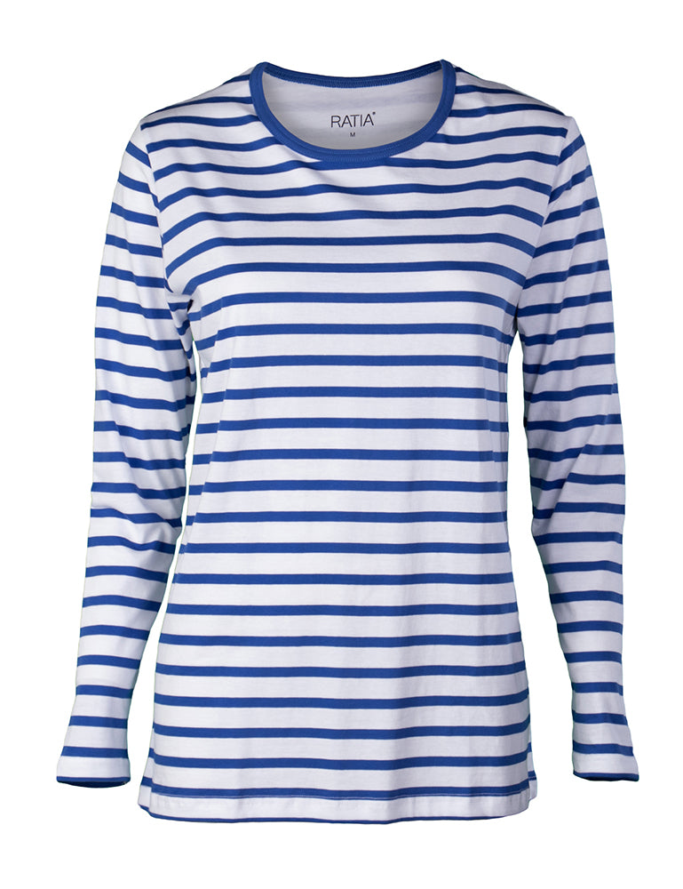 Striped Long Sleeve Shirt, White/Blue