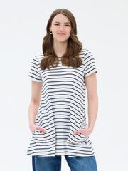 Pisara tunic Stripe, White/Dark blue