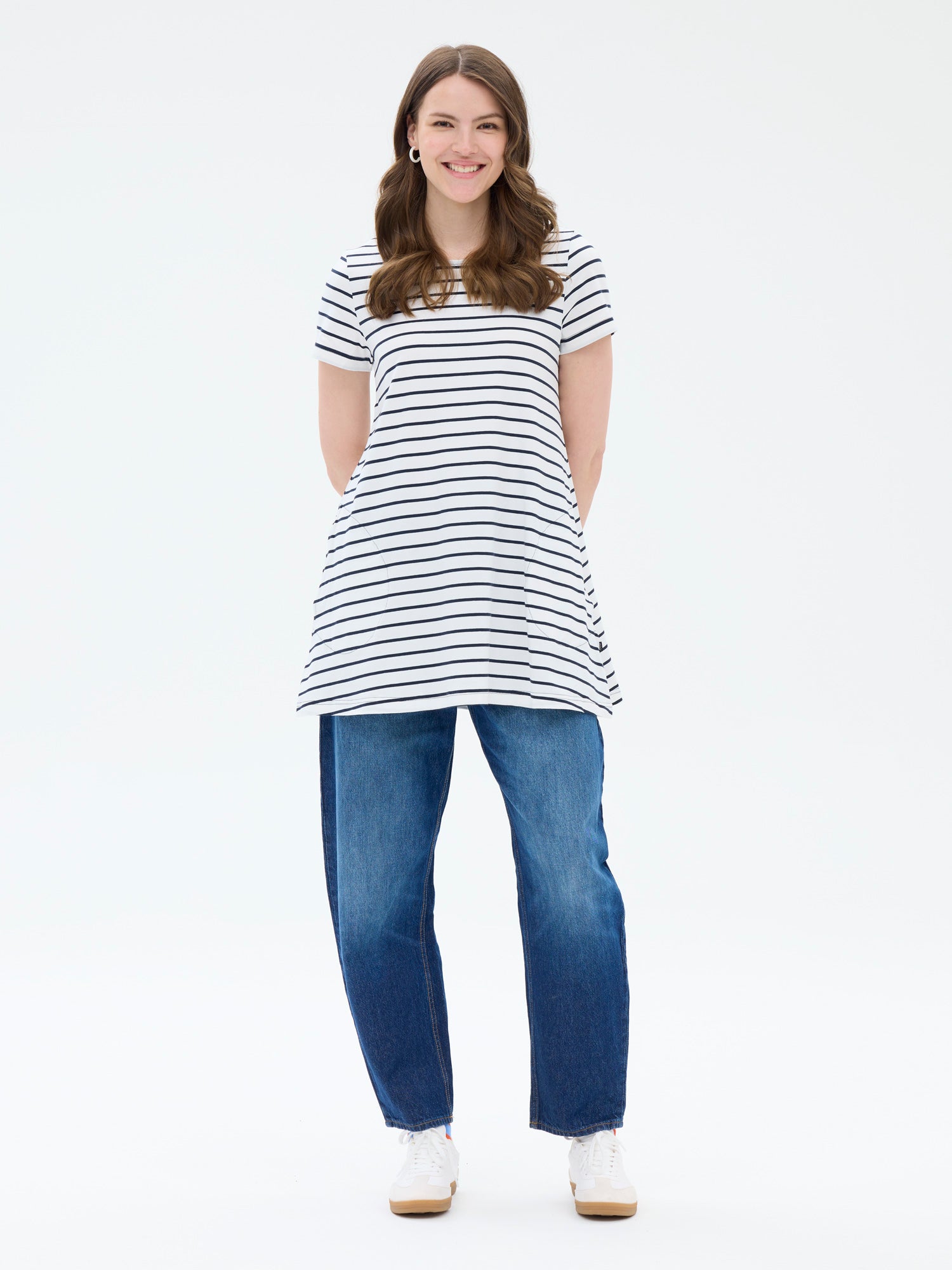 Pisara tunic Stripe, White/Dark blue