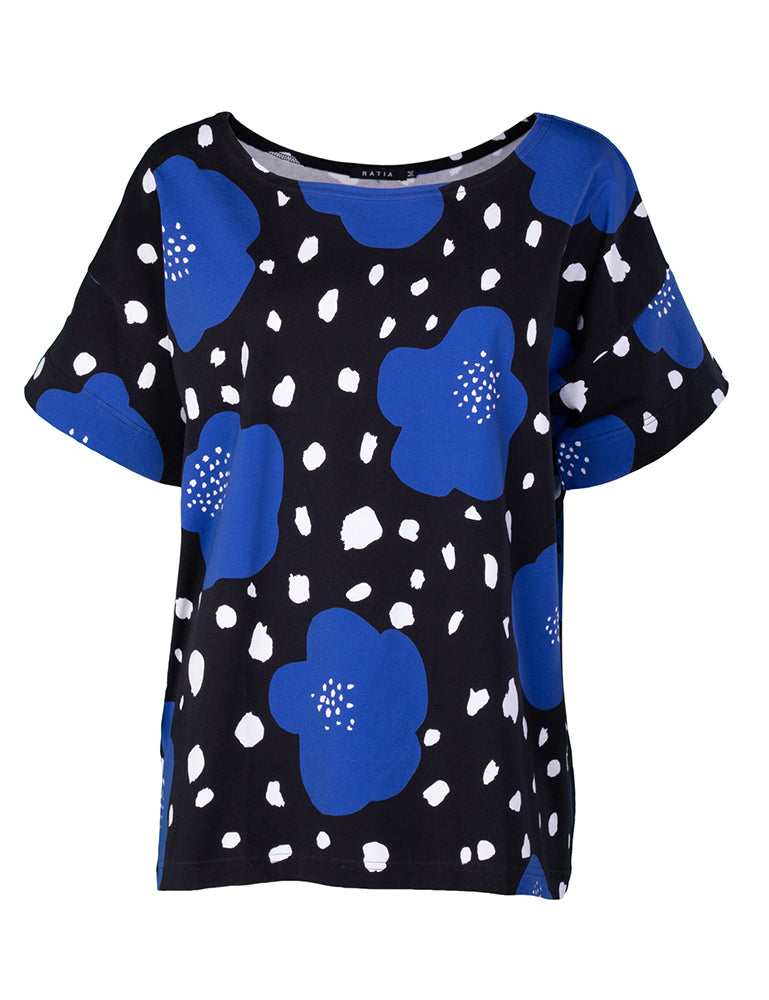 Betty shirt Poppyland, Black/Blue