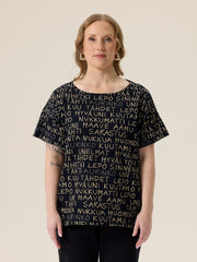 Aida shirt Kirje, Black/Sand
