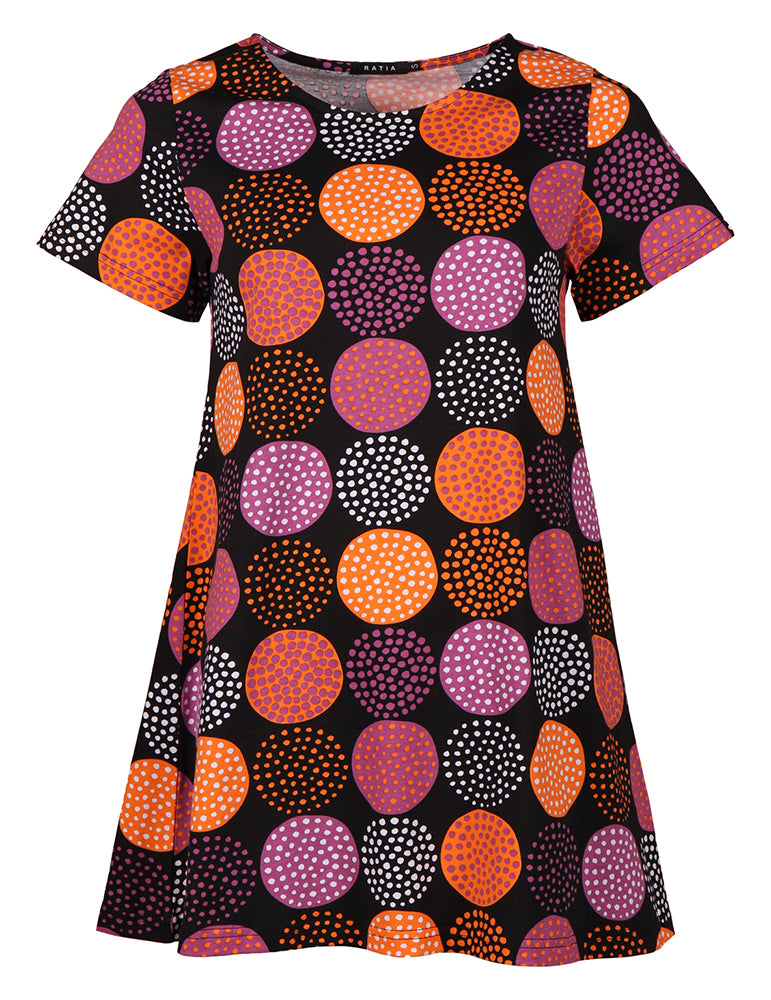 Pouta T-shirt Lumipallo Mini, Black/Orange/Lilac