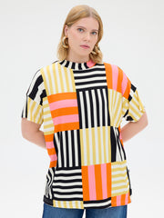 Malla Shirt Patchwork, Orange/Beige