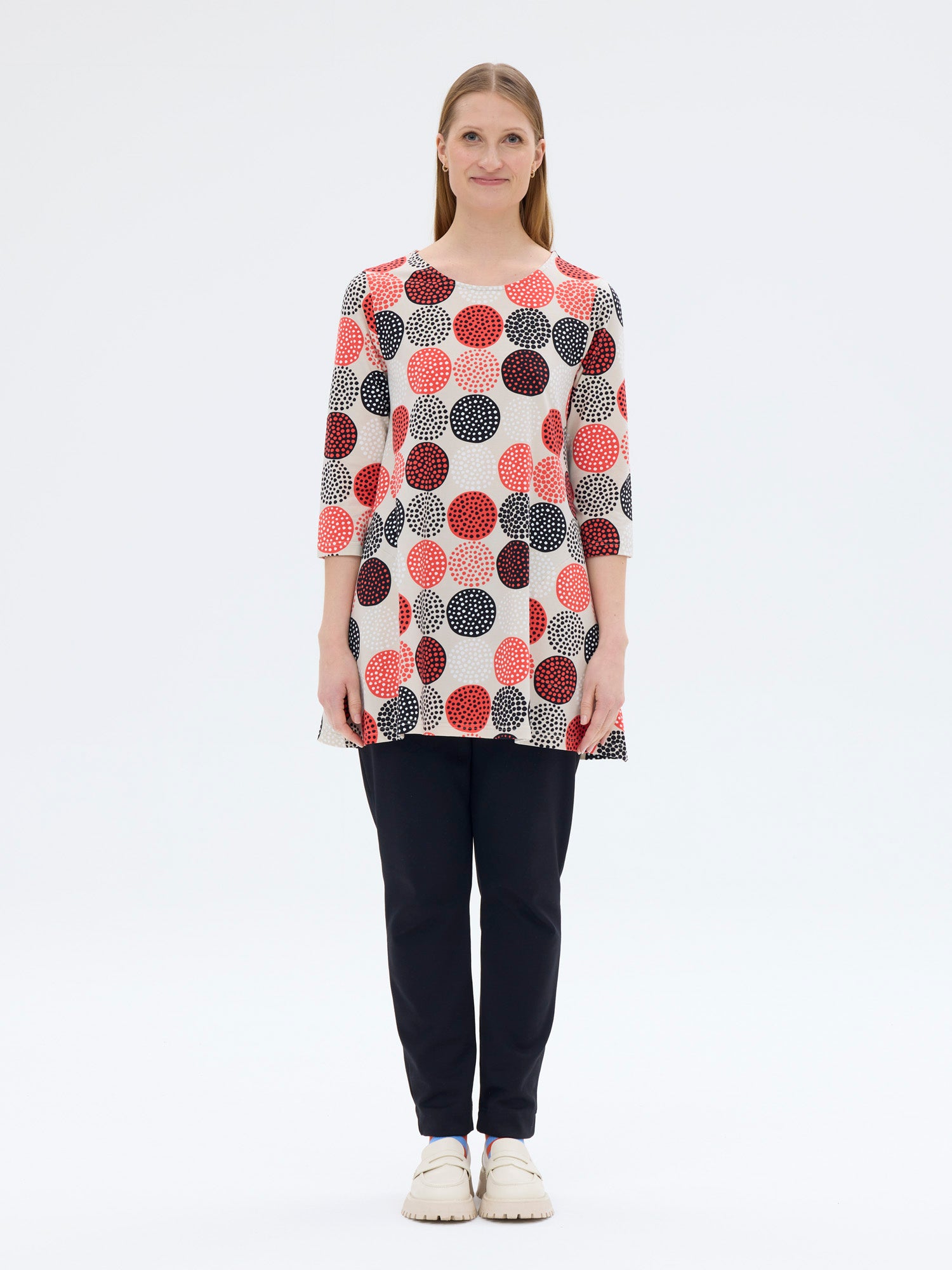 Pisara Tunika 3/4 hiha Lumipallo, Beige/Punainen