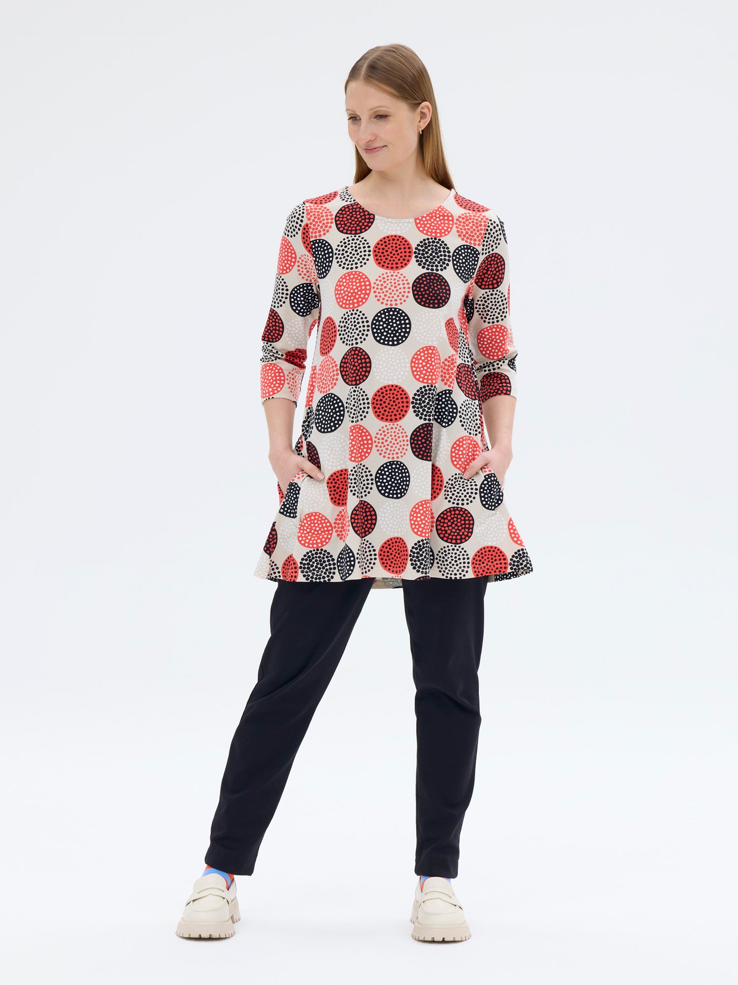 Pisara Tunika 3/4 hiha Lumipallo, Beige/Punainen