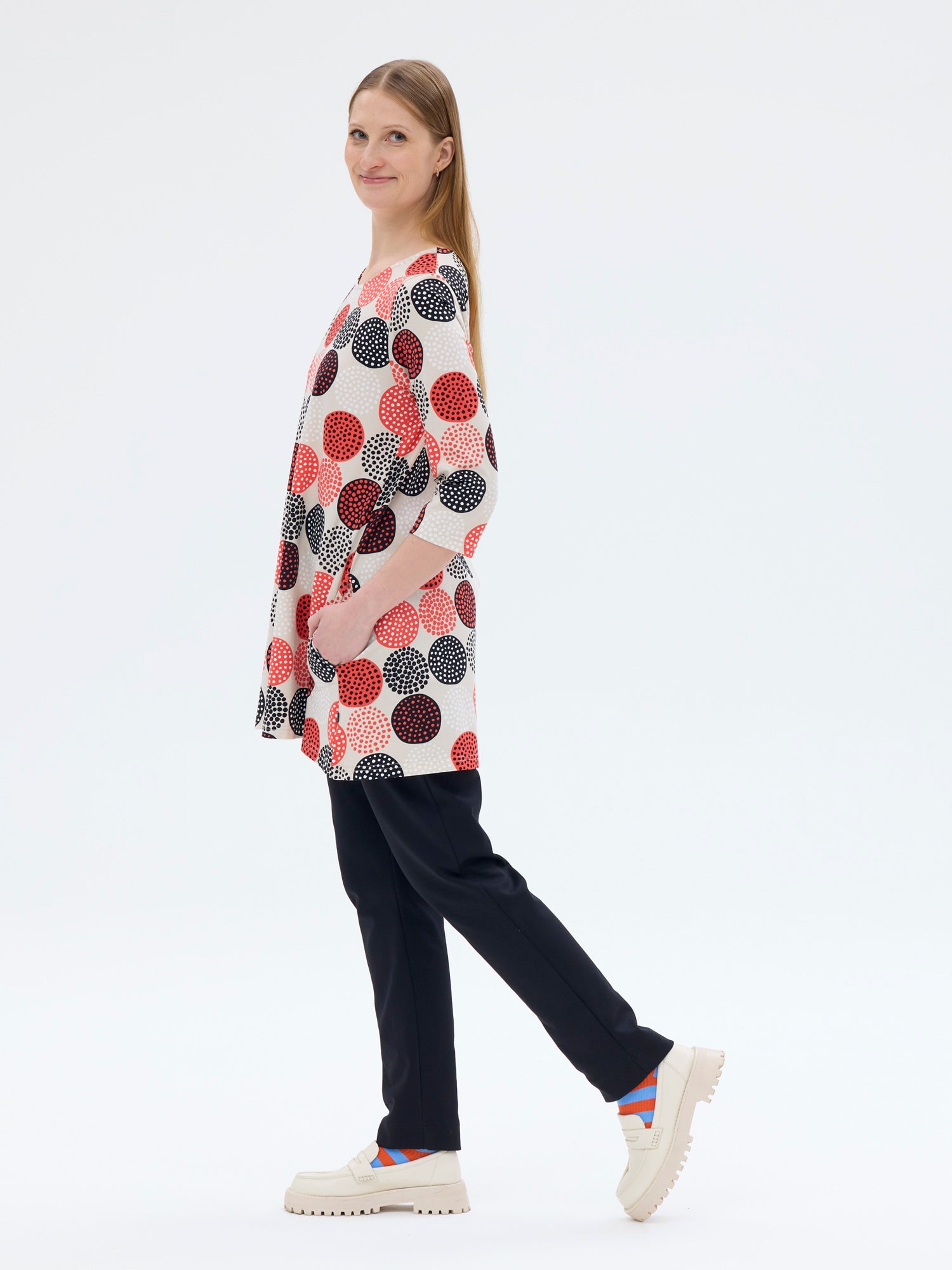 Pisara Tunika 3/4 hiha Lumipallo, Beige/Punainen