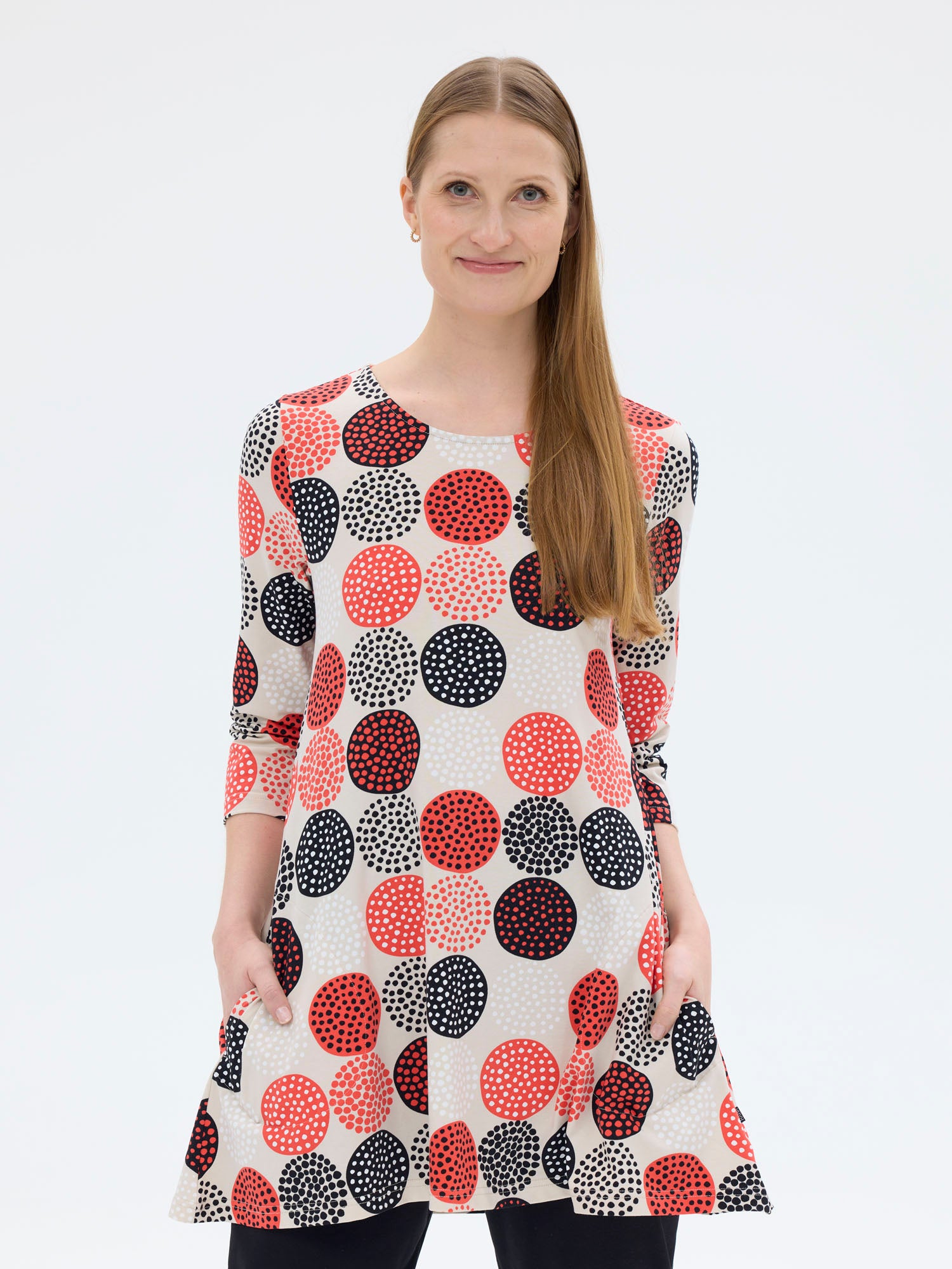 Pisara Tunika 3/4 hiha Lumipallo, Beige/Punainen