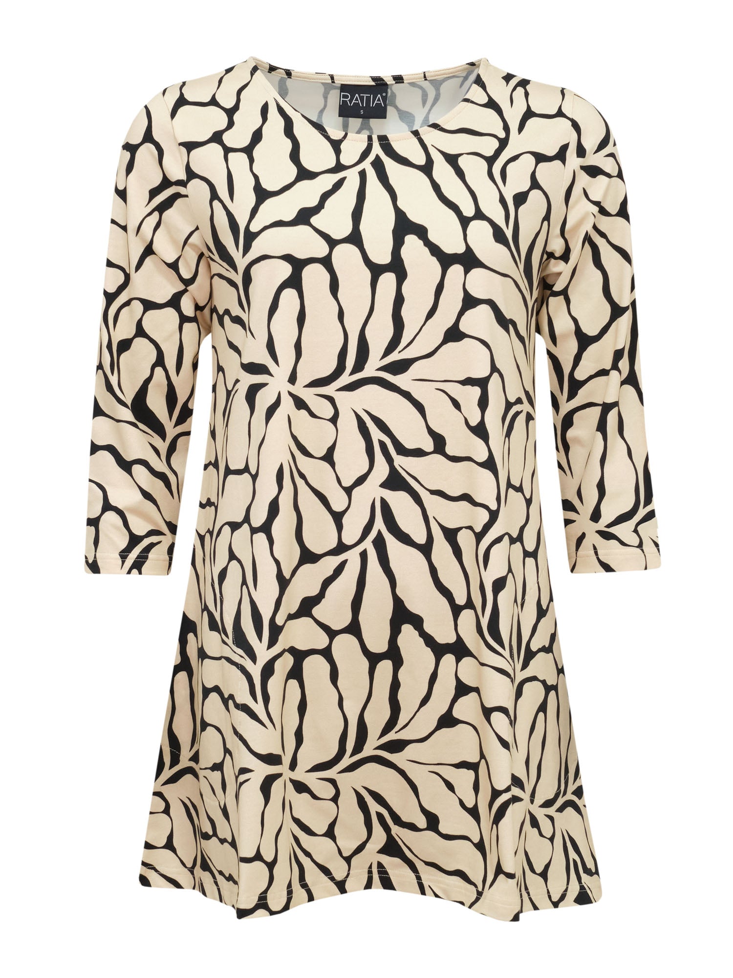 Pisara Tunika 3/4 hiha Köynnös, Musta/Hiekka