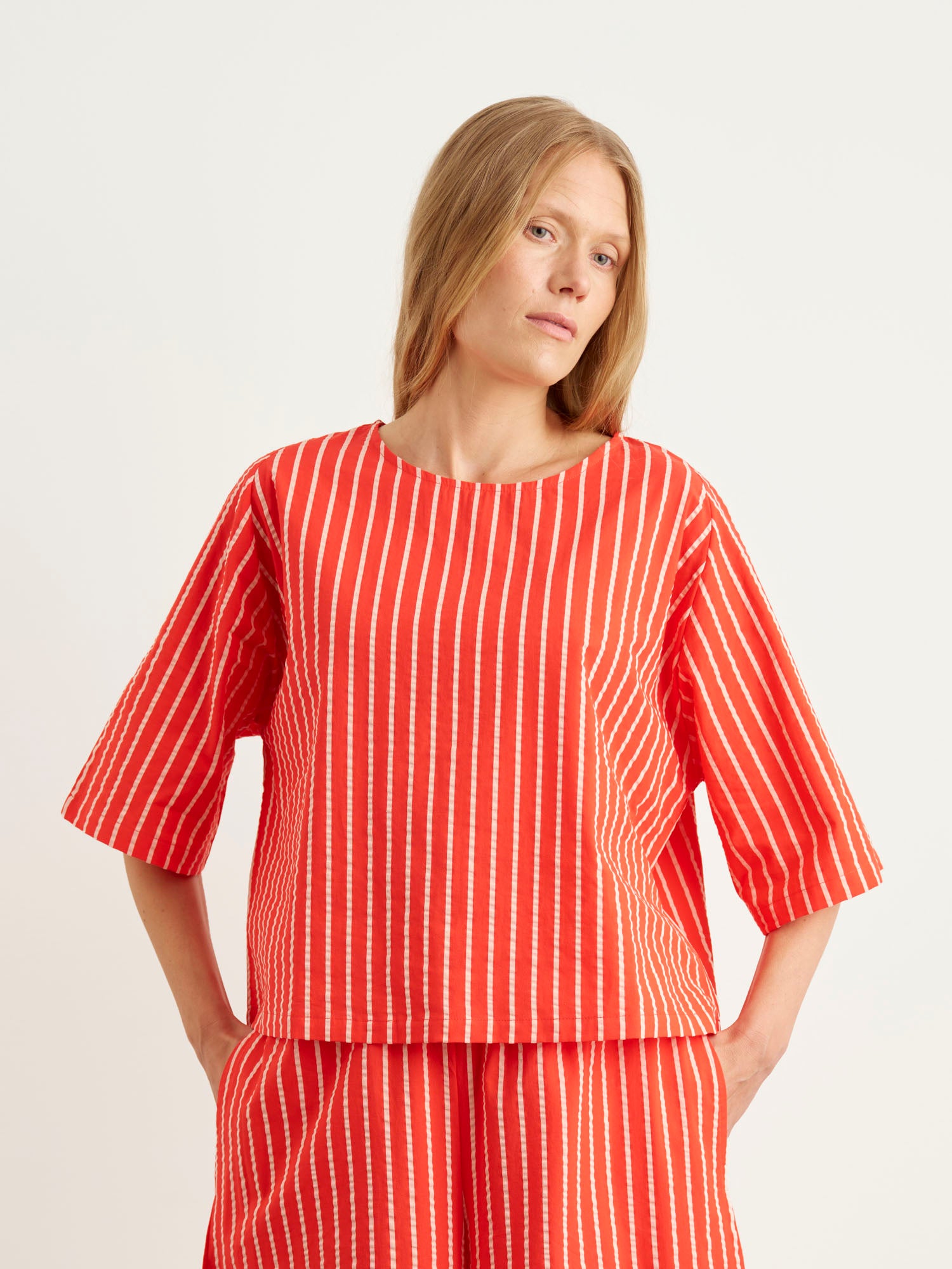 Hehku Shirt Raita, Red/White