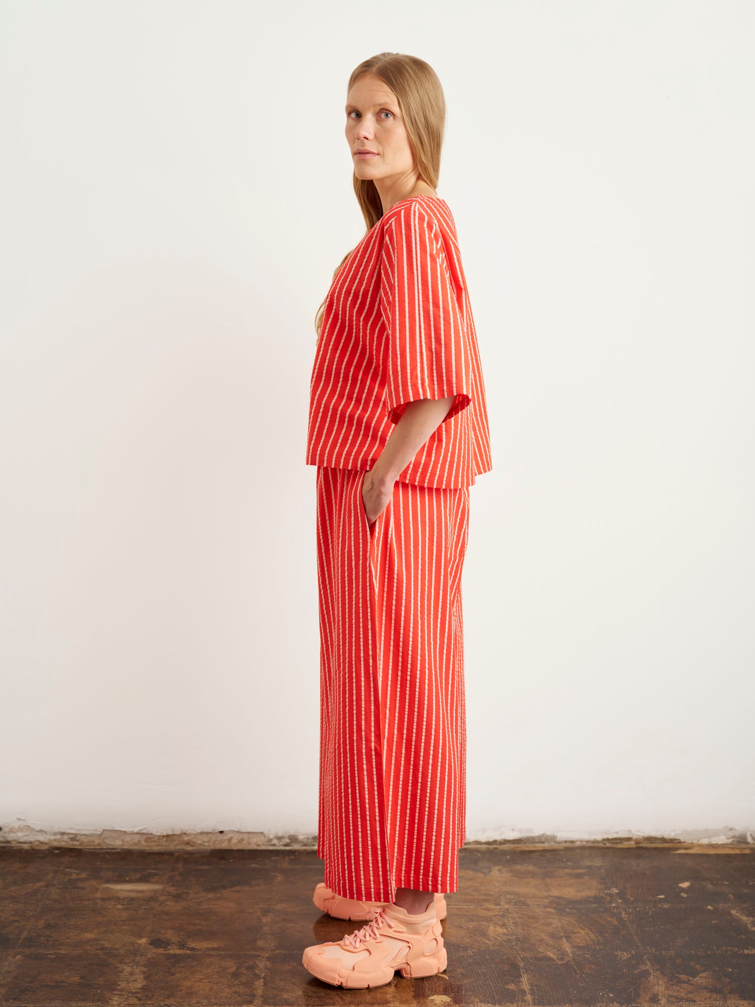 Hehku Shirt Raita, Red/White