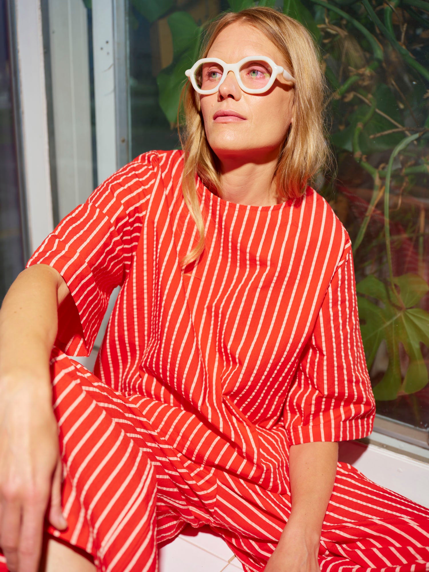 Hehku Shirt Raita, Red/White