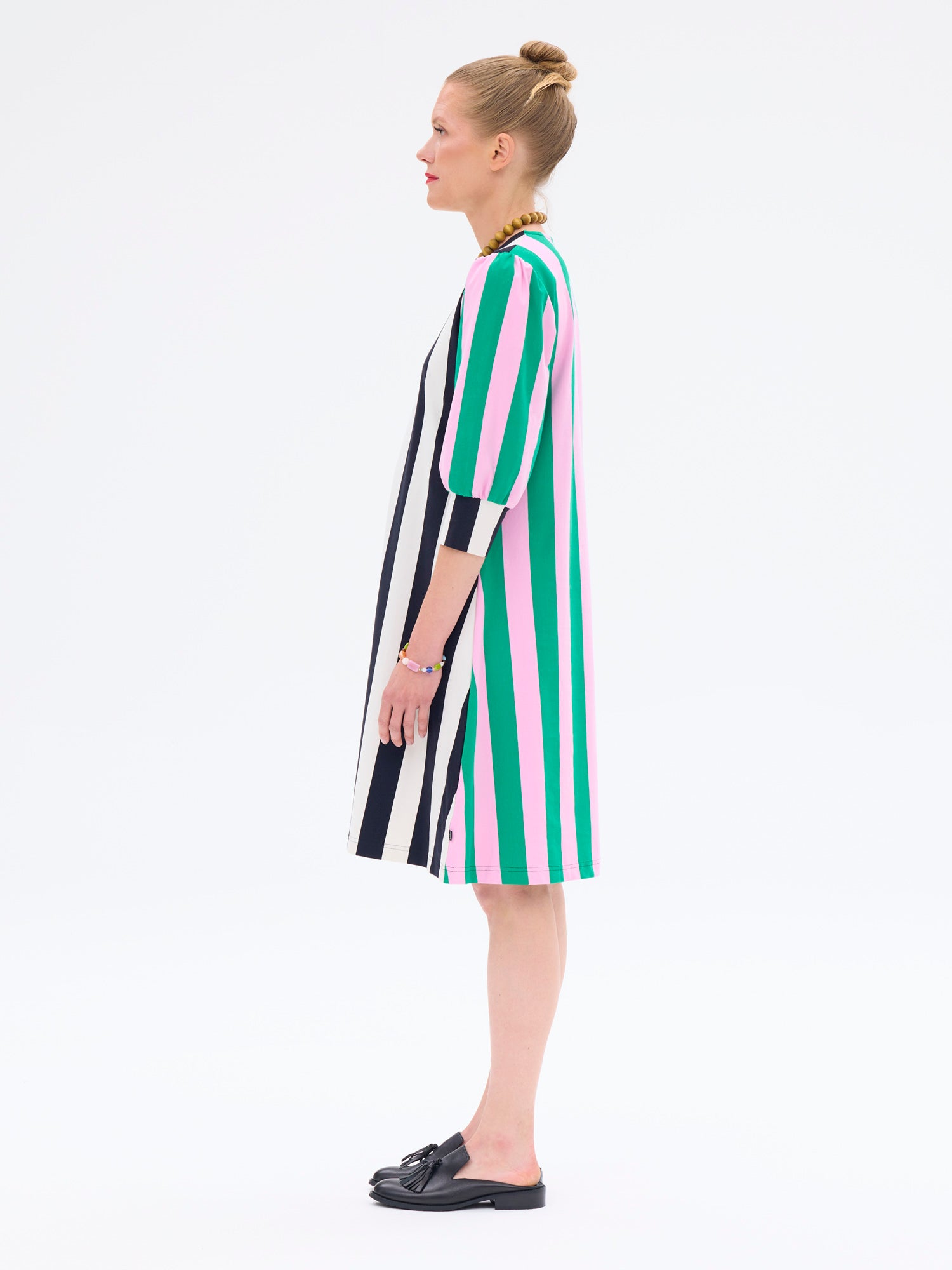 Harmony Dress Stripe, Green/Pink Ratia Harmony Dress Stripe, Green/Pink Ratia