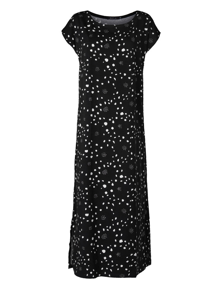Beatrice Dress Poppy Dot, White/Black