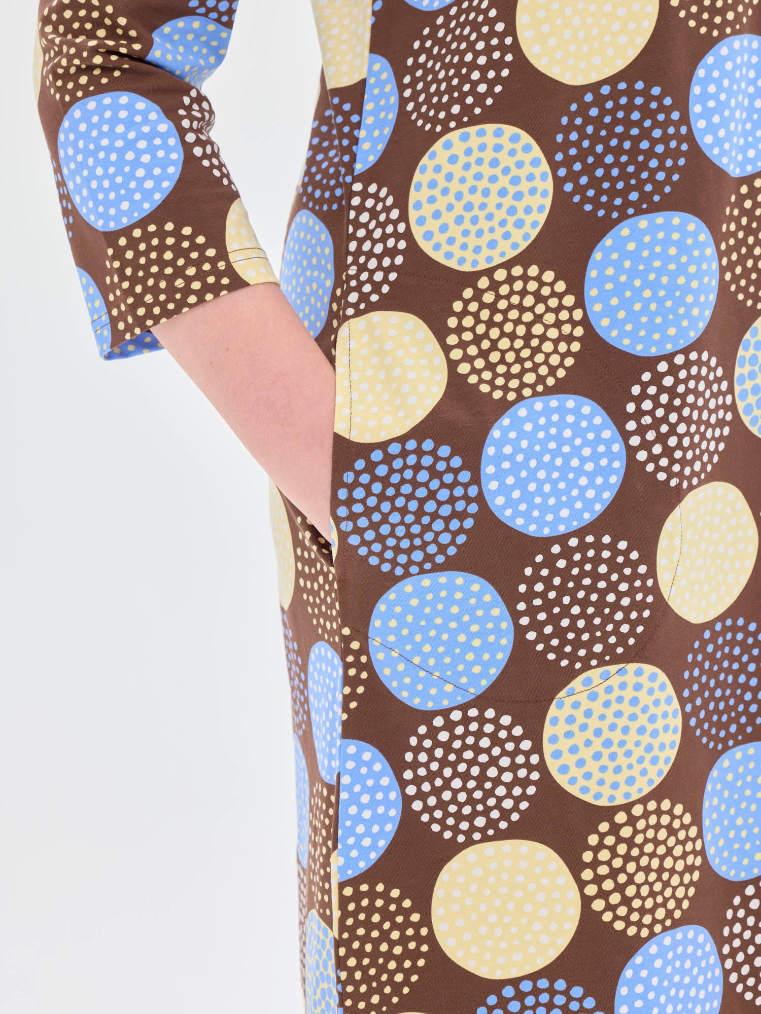 Pisara Dress 3/4 sleeve Lumipallo, Brown
