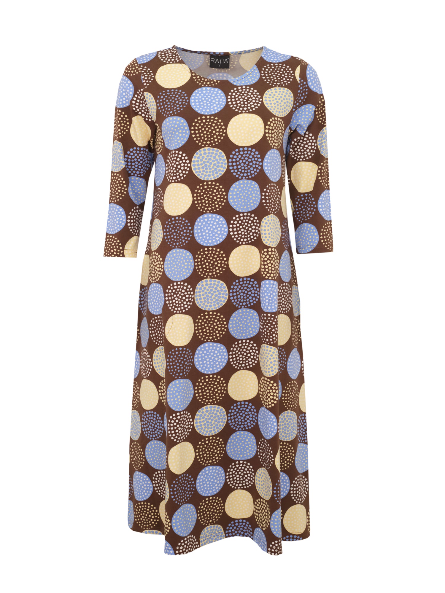 Pisara Dress 3/4 sleeve Lumipallo, Brown