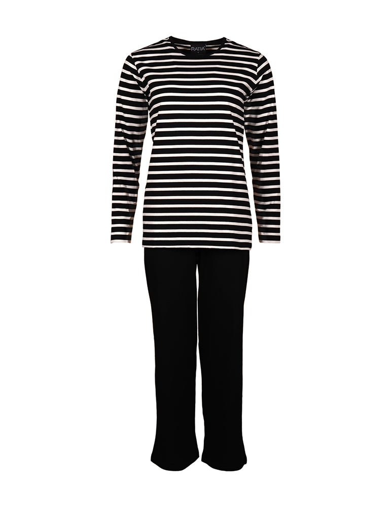 Sofia Pyjamas Classic Stripe, Black/White