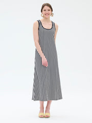 Angelika Nightgown Vertical Stripe, Black/White