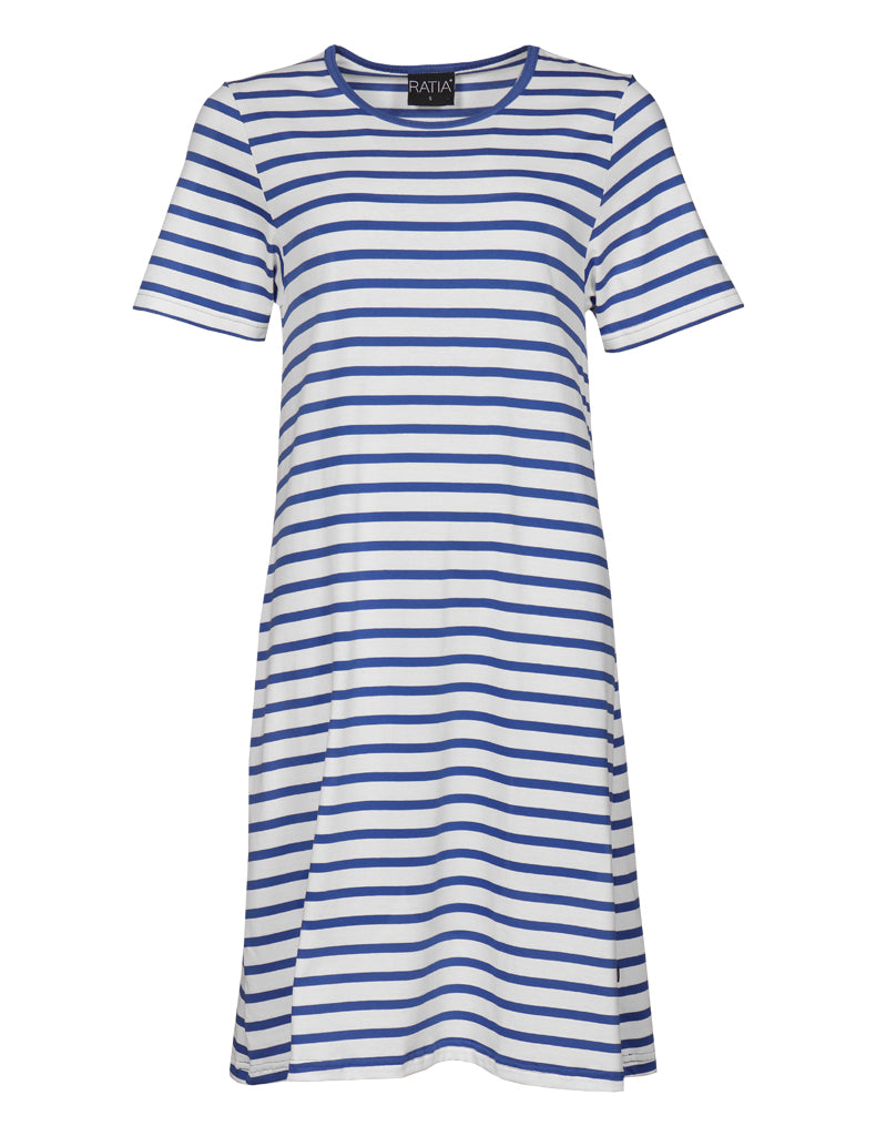 Moona Short Nightdress Stripe, Blue/White