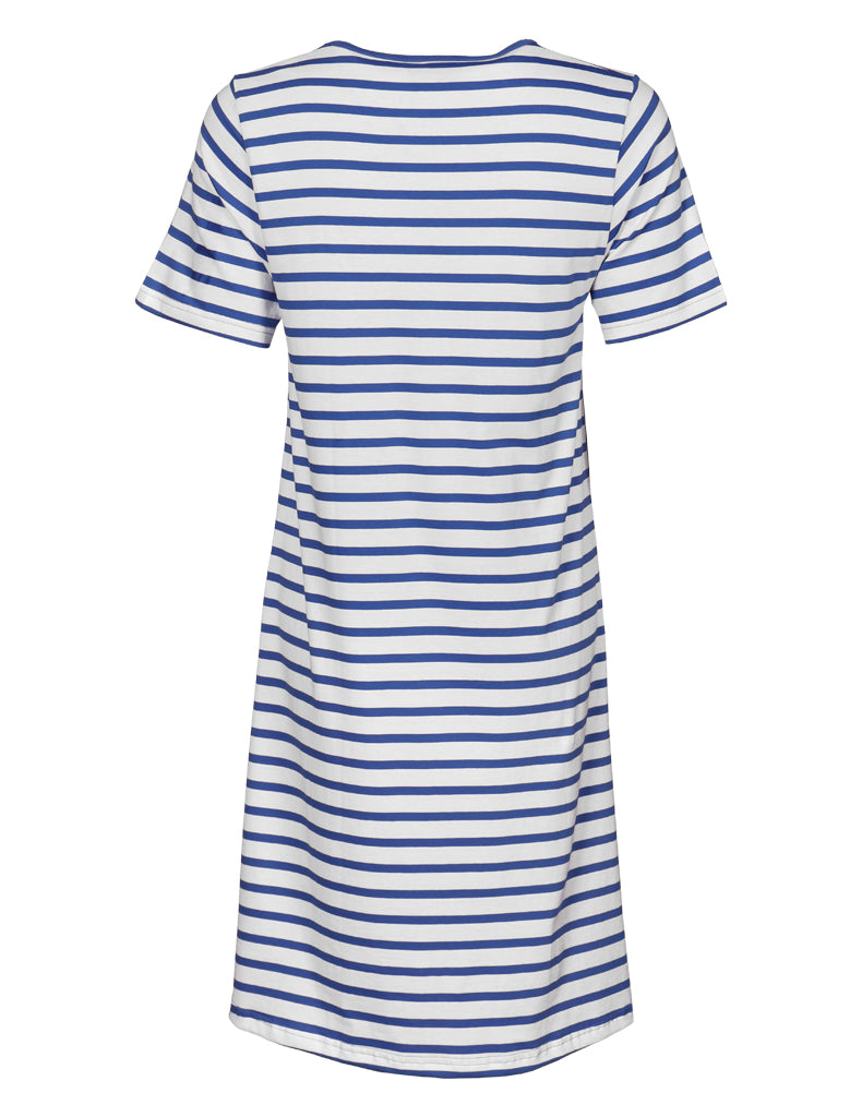 Moona Short Nightdress Stripe, Blue/White