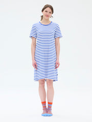 Moona Short Nightdress Stripe, Blue/White