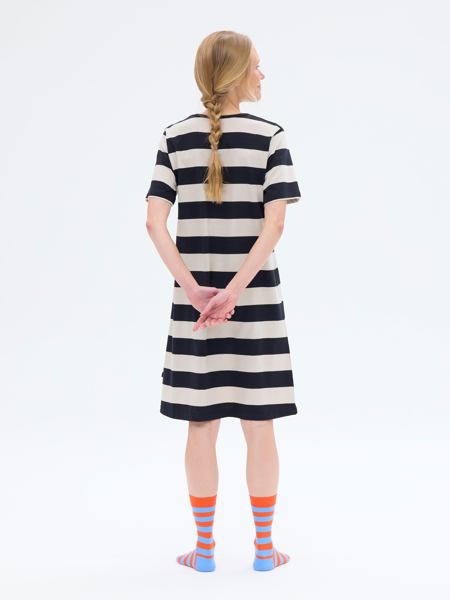 Moona Nightie Stripe, Black/Sand
