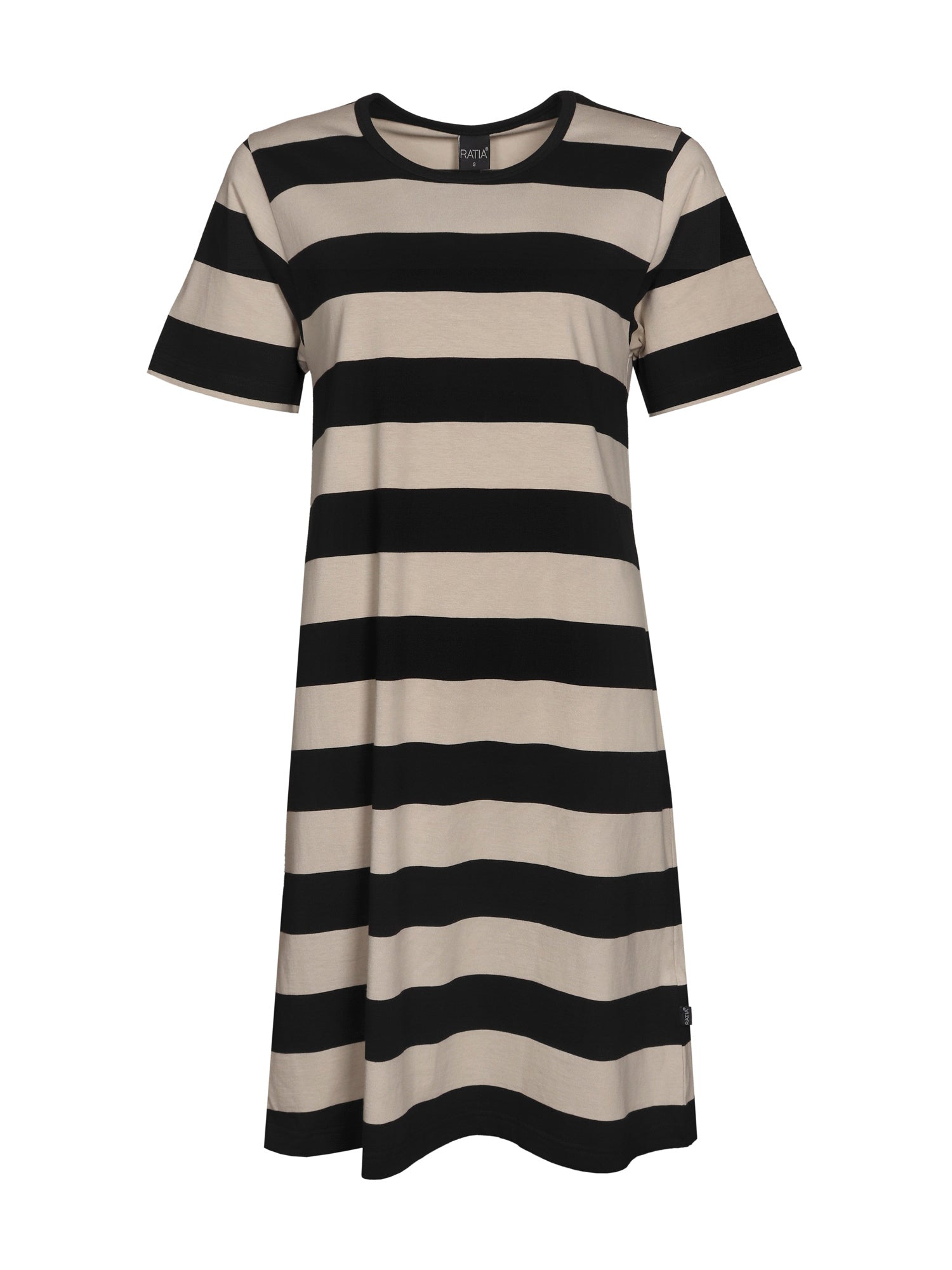 Moona Nightie Stripe, Black/Sand