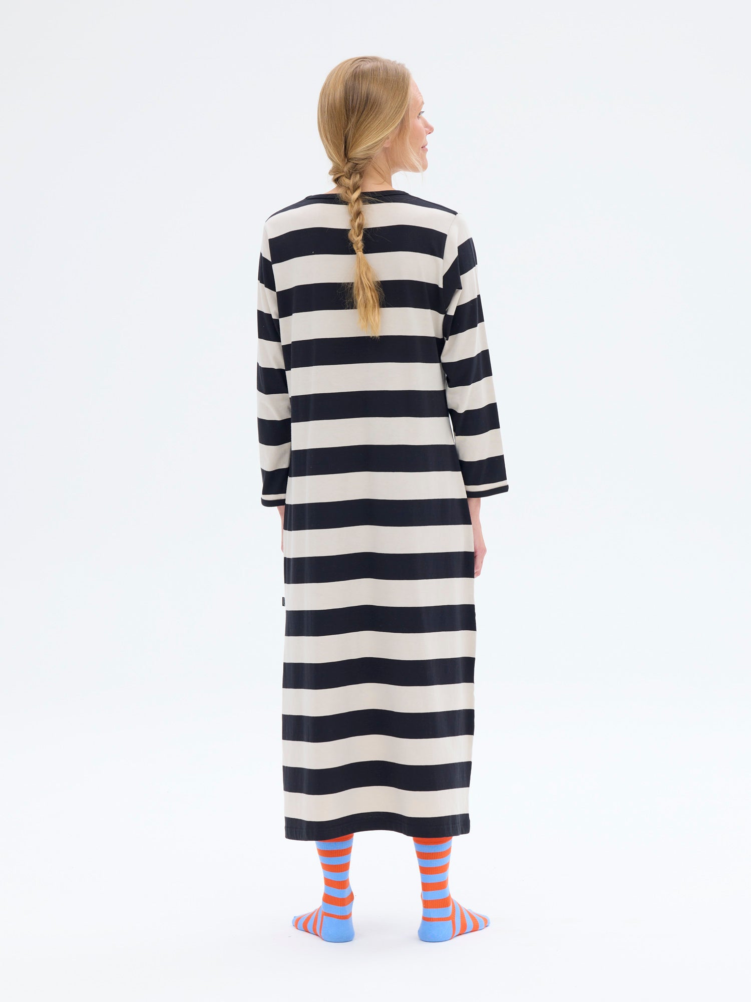 Felia Nightgown Stripe, Black/Sand
