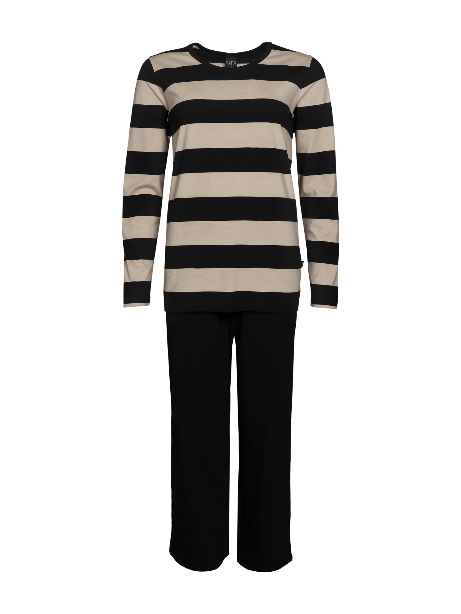 Sofia Pyjamas Stripe, Black/Sand