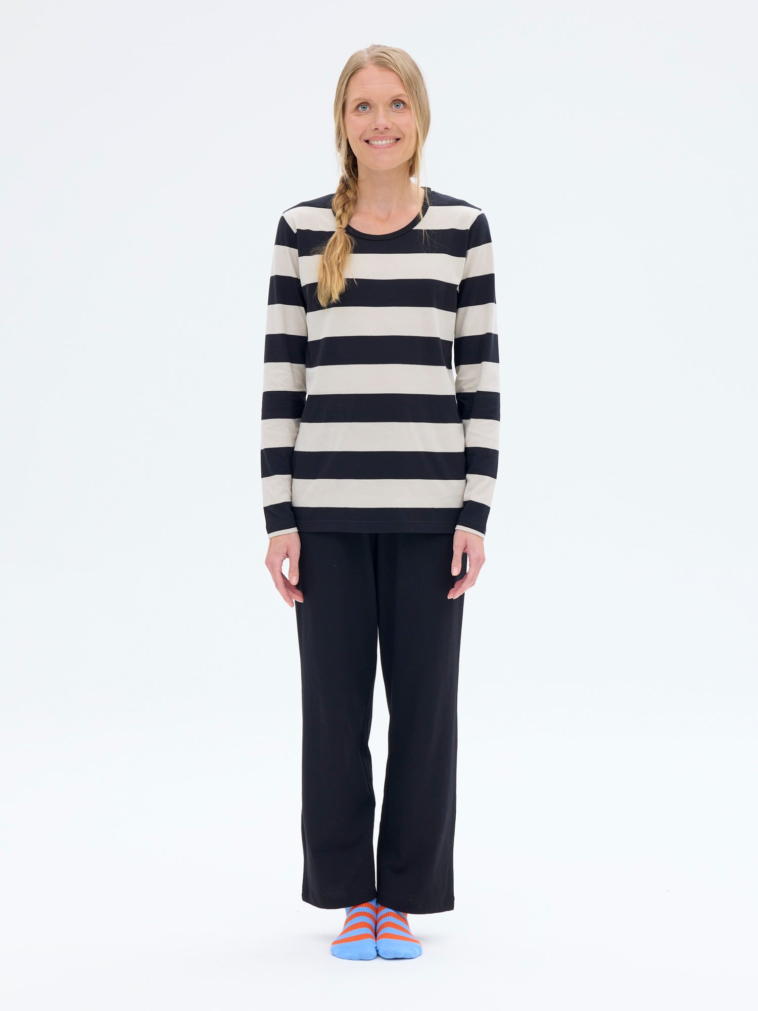 Sofia Pyjamas Stripe, Black/Sand