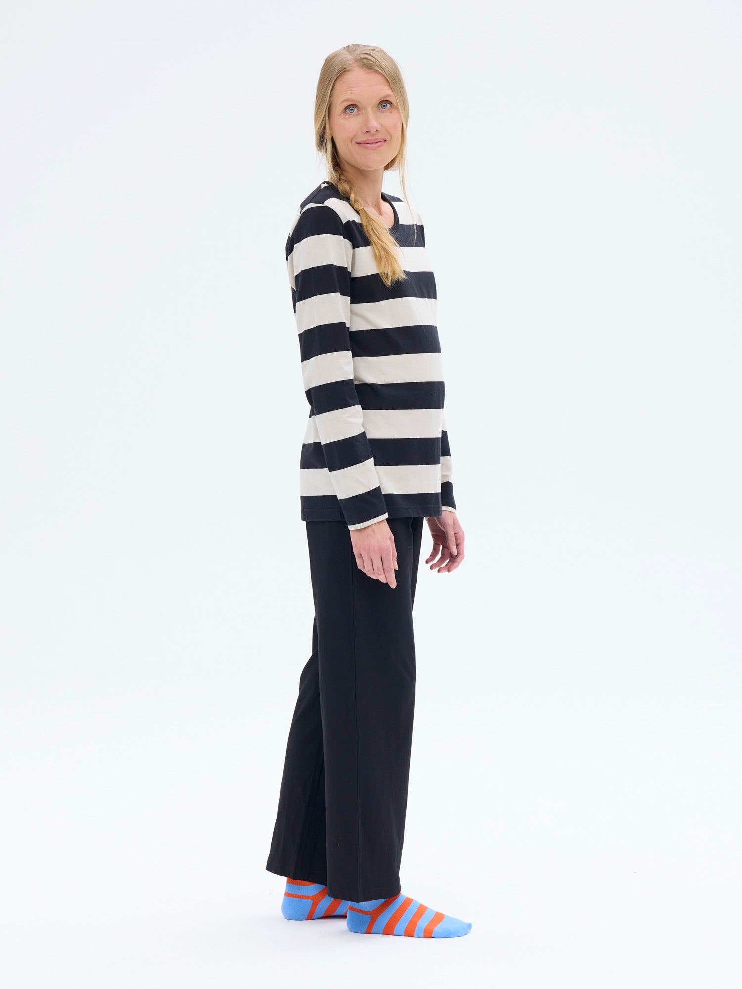 Sofia Pyjamas Stripe, Black/Sand