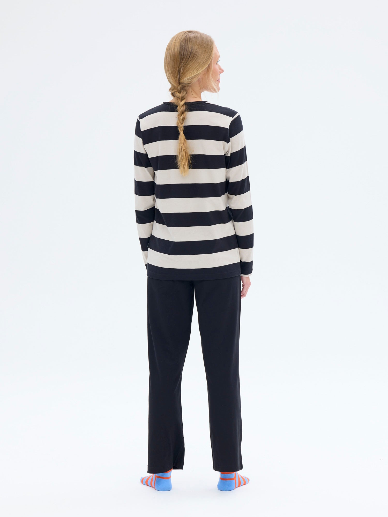 Sofia Pyjamas Stripe, Black/Sand