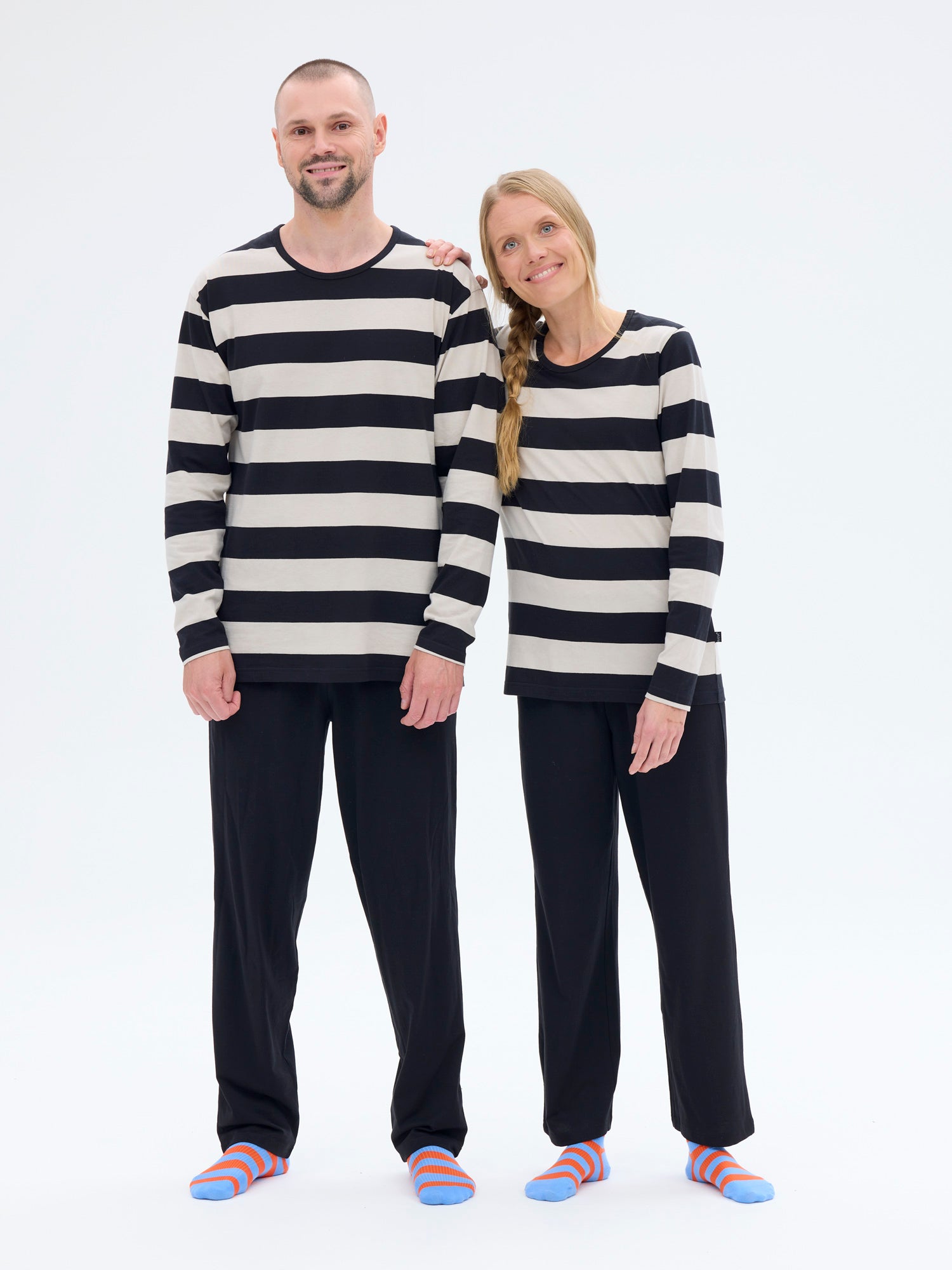 Sofia Pyjamas Stripe, Black/Sand