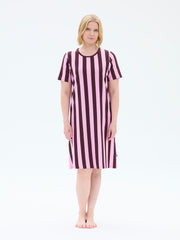 Moona nightshirt Stripe, Pink/Burgundy