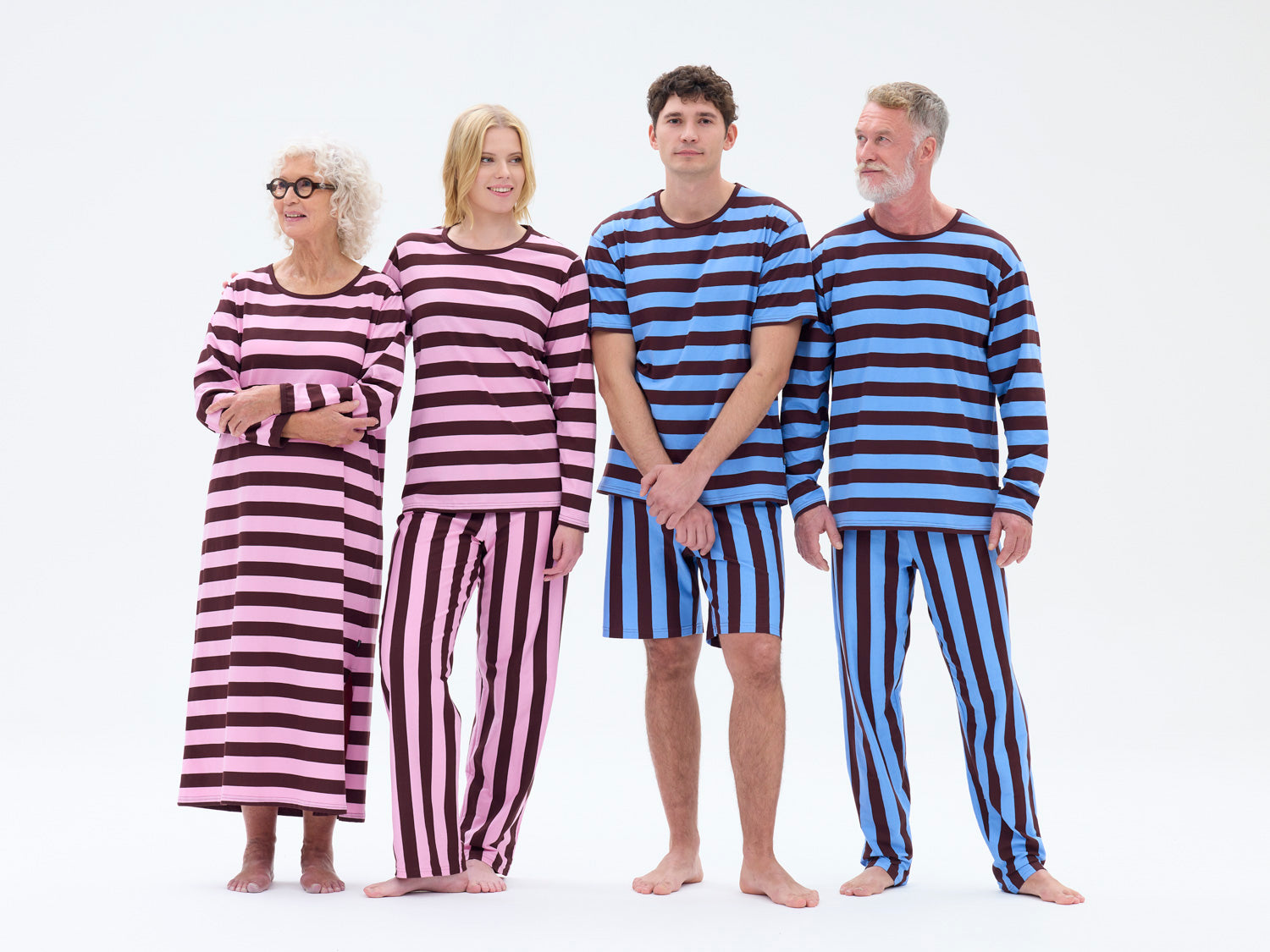 Miesten Pyjama Raita, Sininen/Viininpunainen