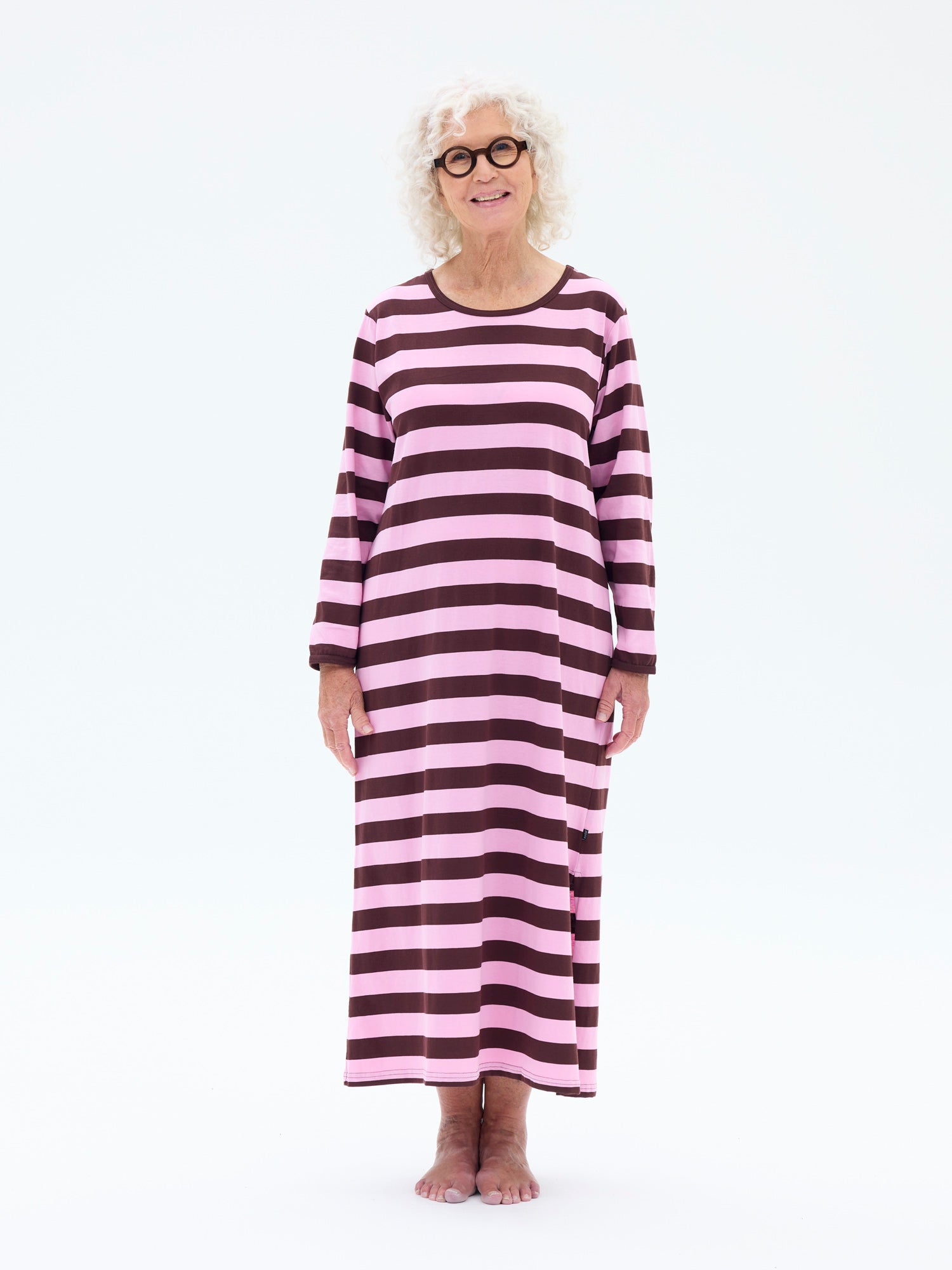 Felia Yöpaita Raita, Pinkki/Viininpunainen