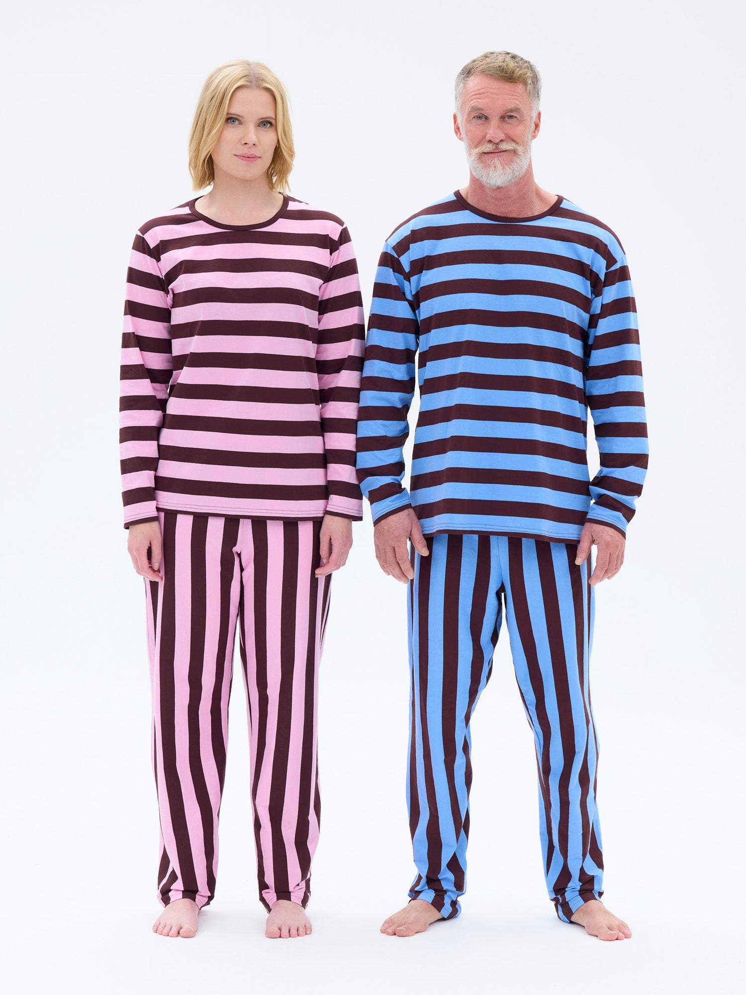 Miesten Pyjama Raita, Sininen/Viininpunainen