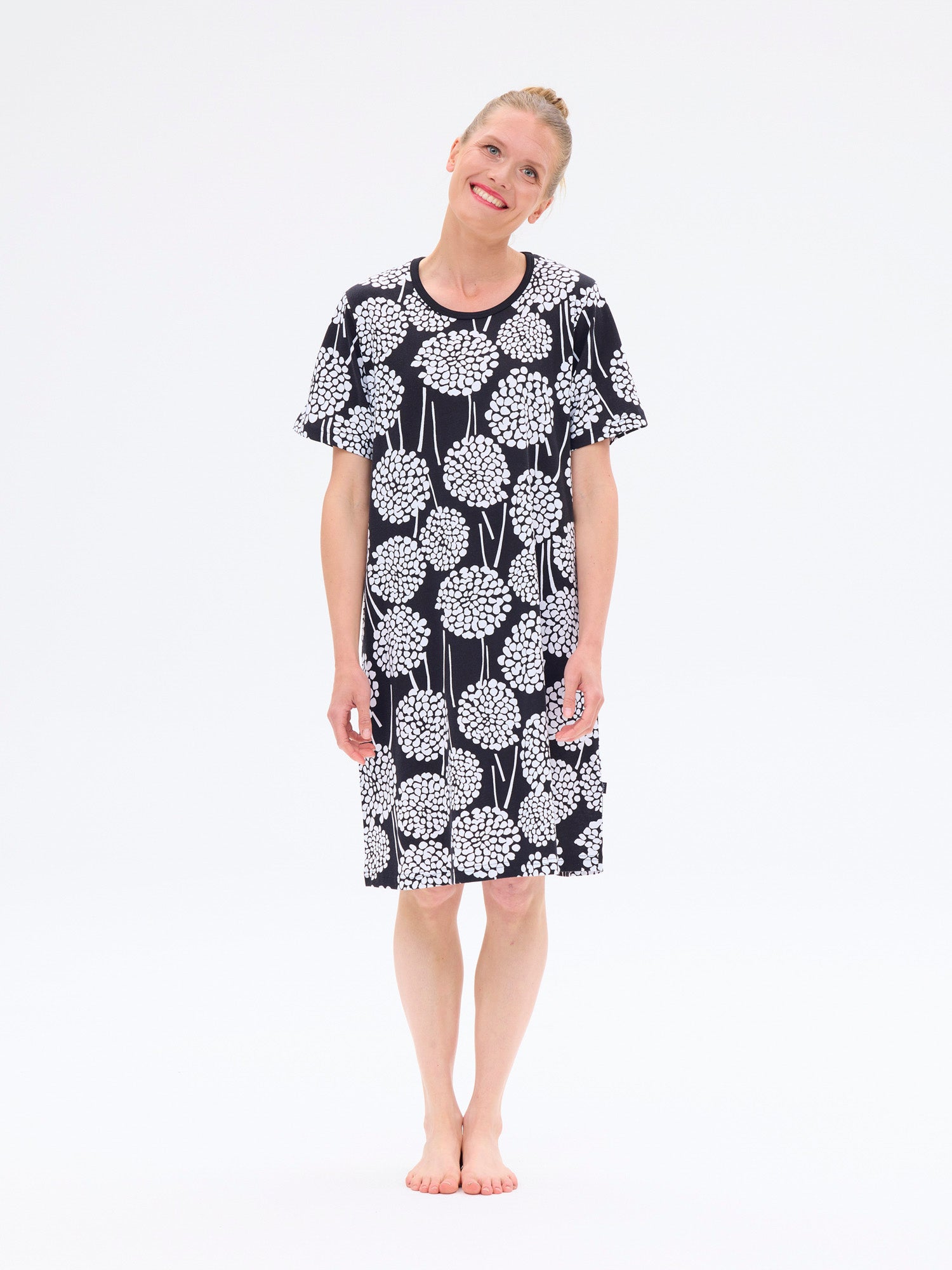 Moona Nightgown Daaliat, Black/White