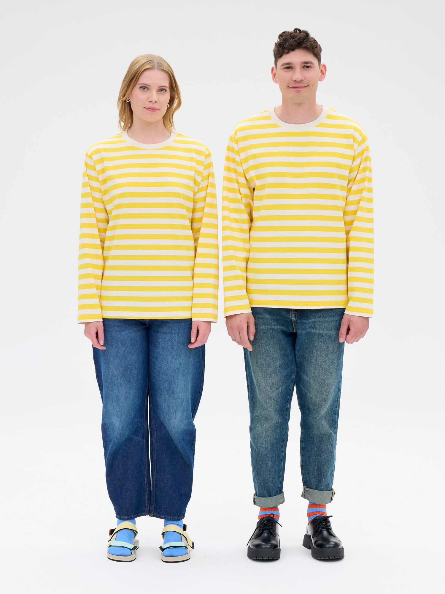 Unisex Paita Modesto Raita, Keltainen/Valkoinen
