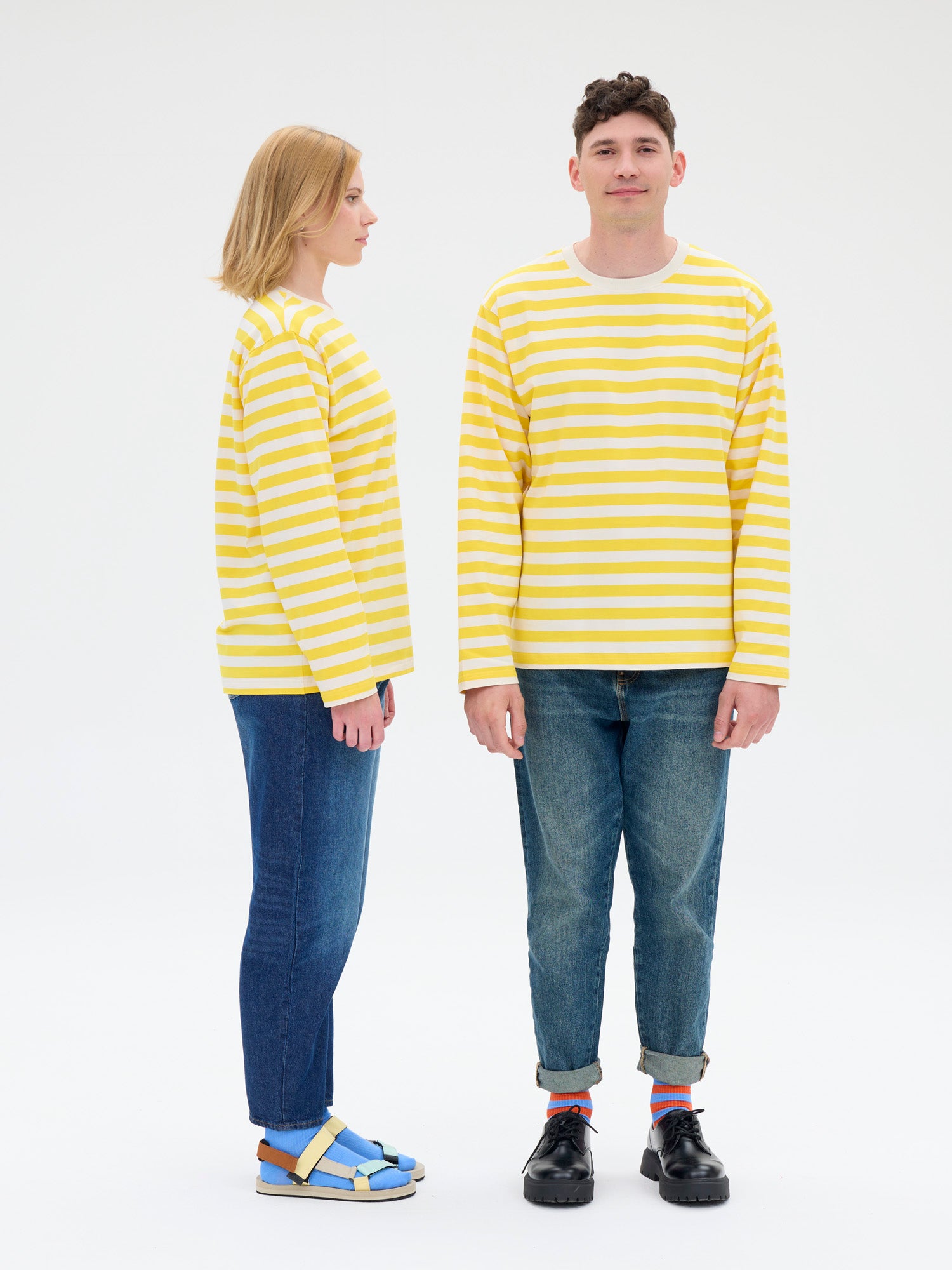 Unisex Paita Modesto Raita, Keltainen/Valkoinen