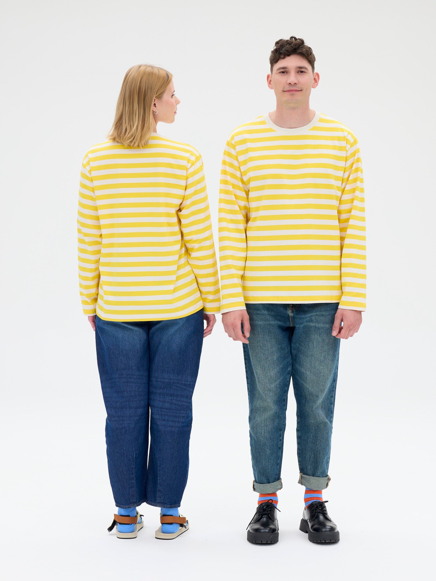 Unisex Paita Modesto Raita, Keltainen/Valkoinen