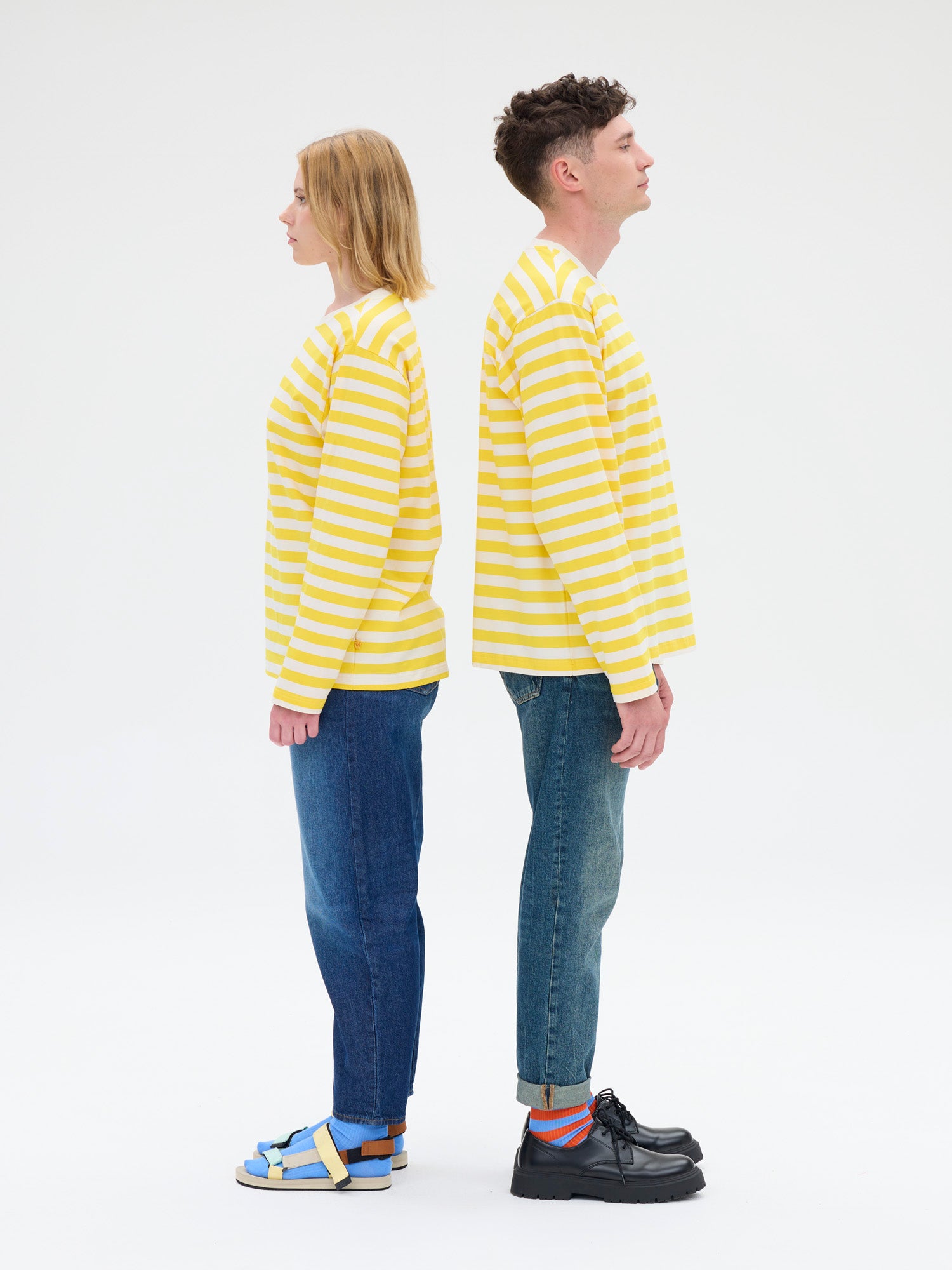 Unisex Paita Modesto Raita, Keltainen/Valkoinen