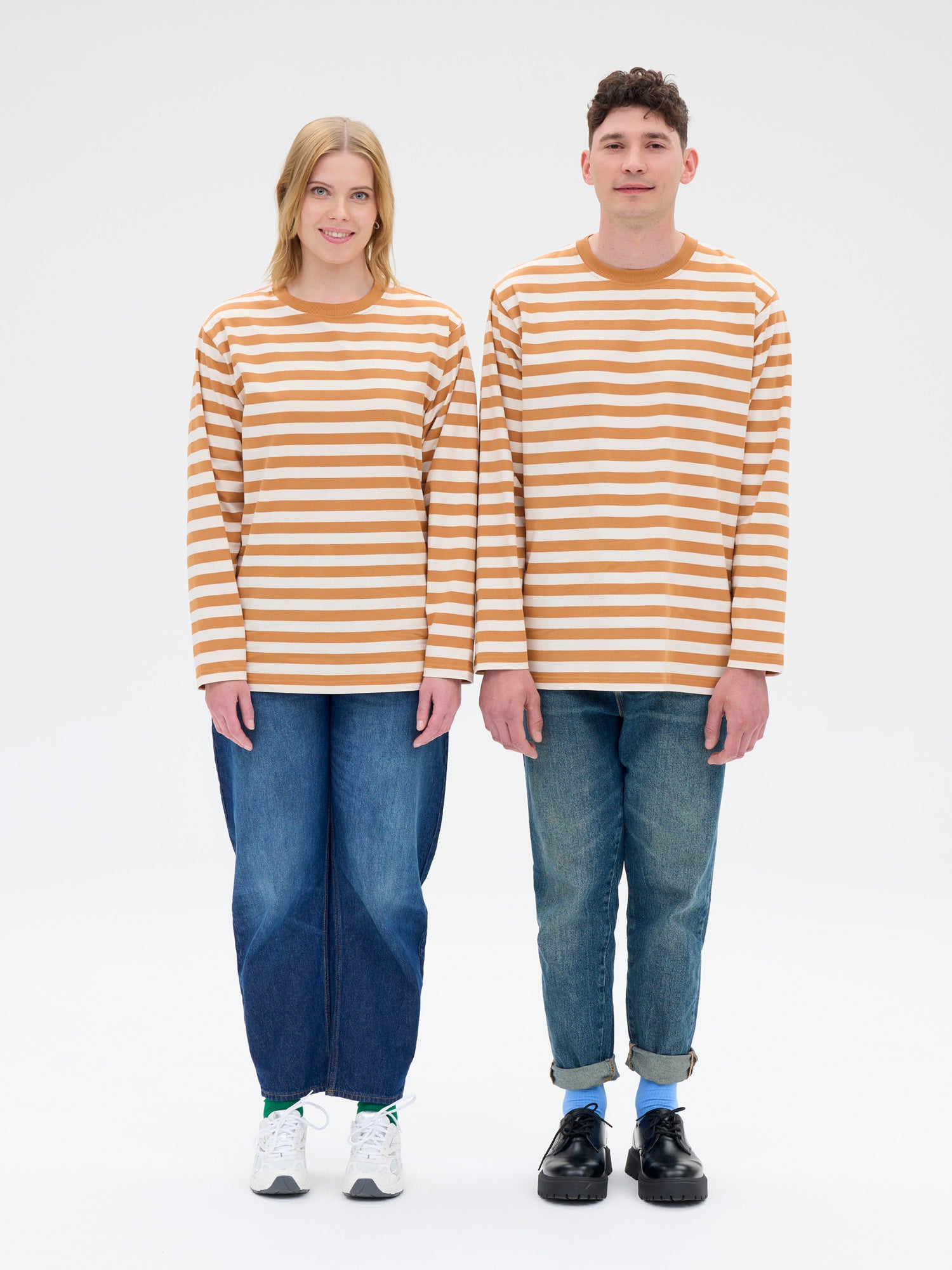 Unisex Paita Modesto Raita, Ruskea/Valkoinen