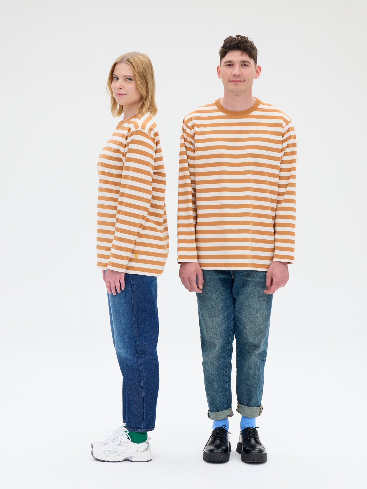 Unisex Paita Modesto Raita, Ruskea/Valkoinen