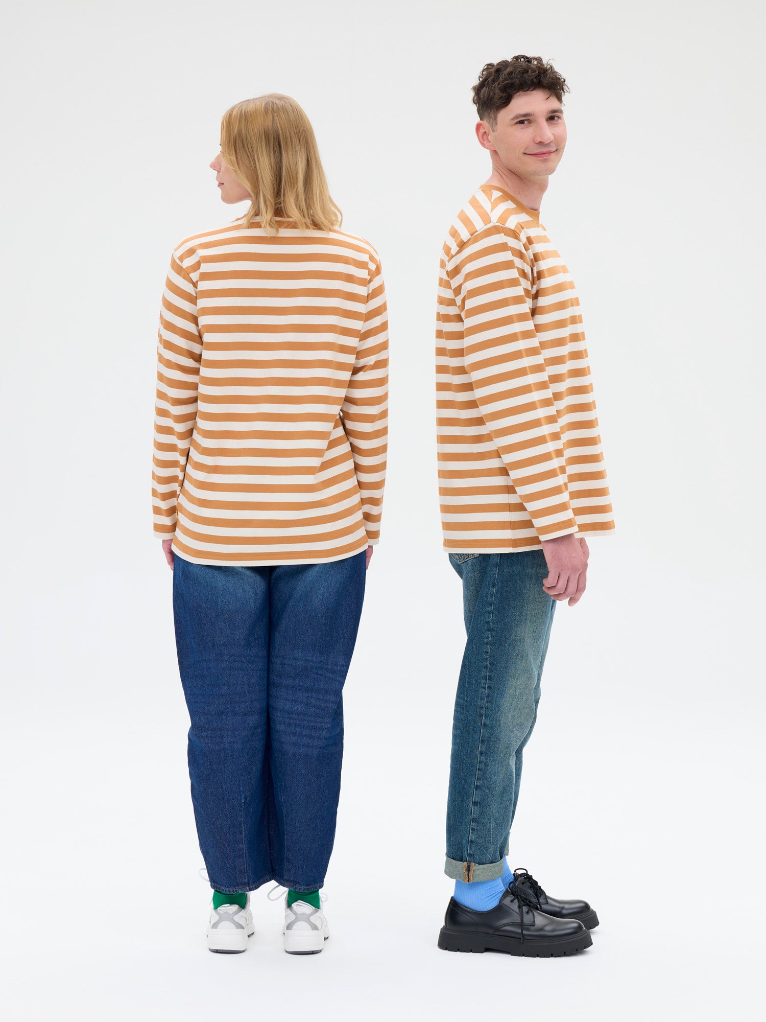 Unisex Paita Modesto Raita, Ruskea/Valkoinen