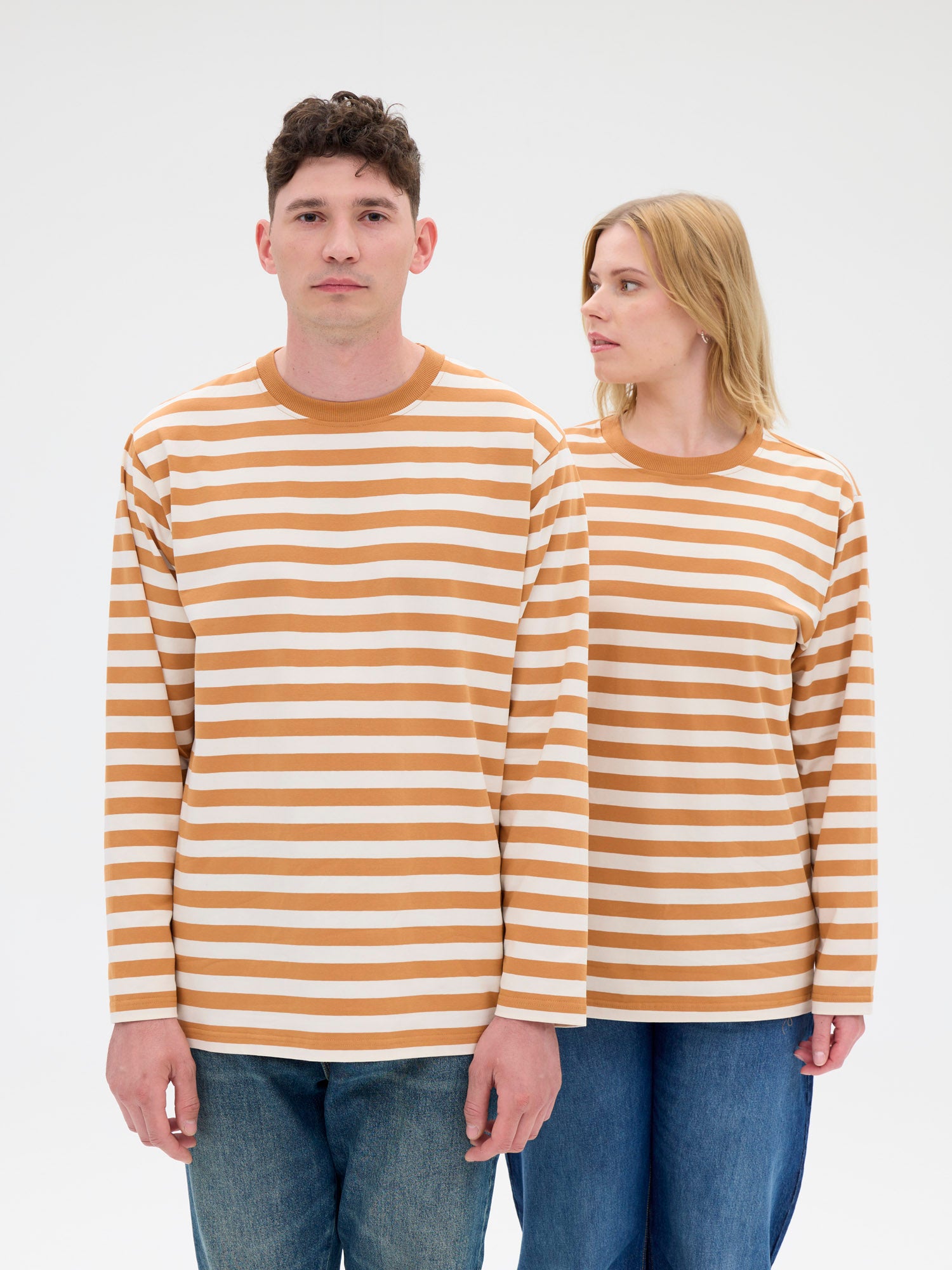 Unisex Paita Modesto Raita, Ruskea/Valkoinen