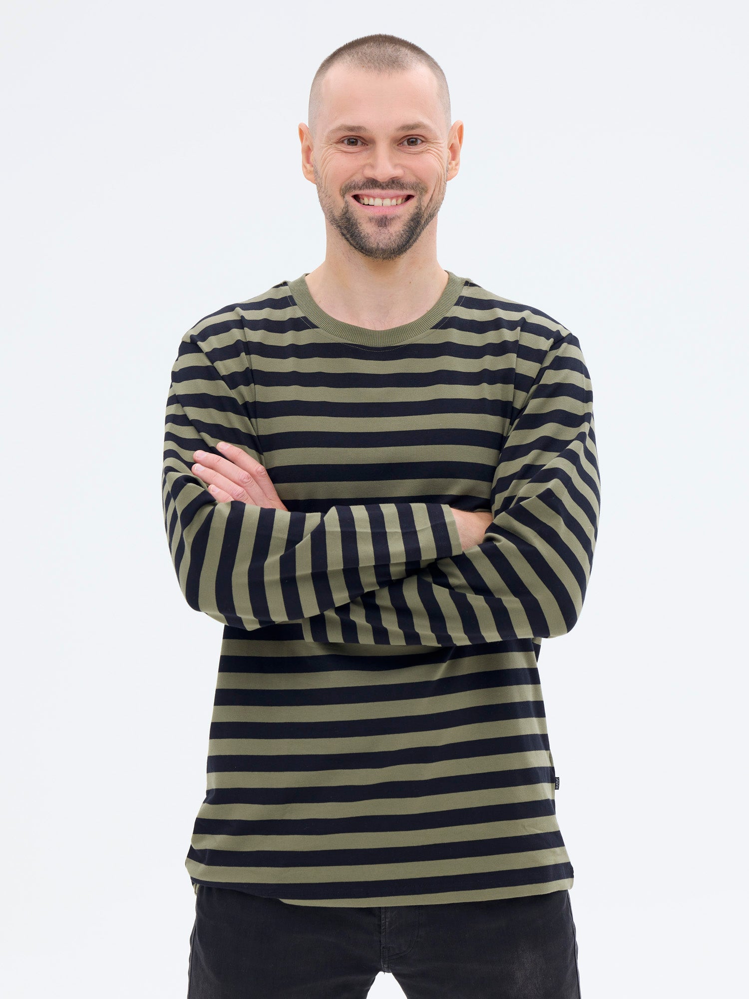 Modesto Unisex Paita Raita, Musta/Vihreä