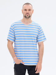 Marko T-Shirt Stripe, Grey/Blue