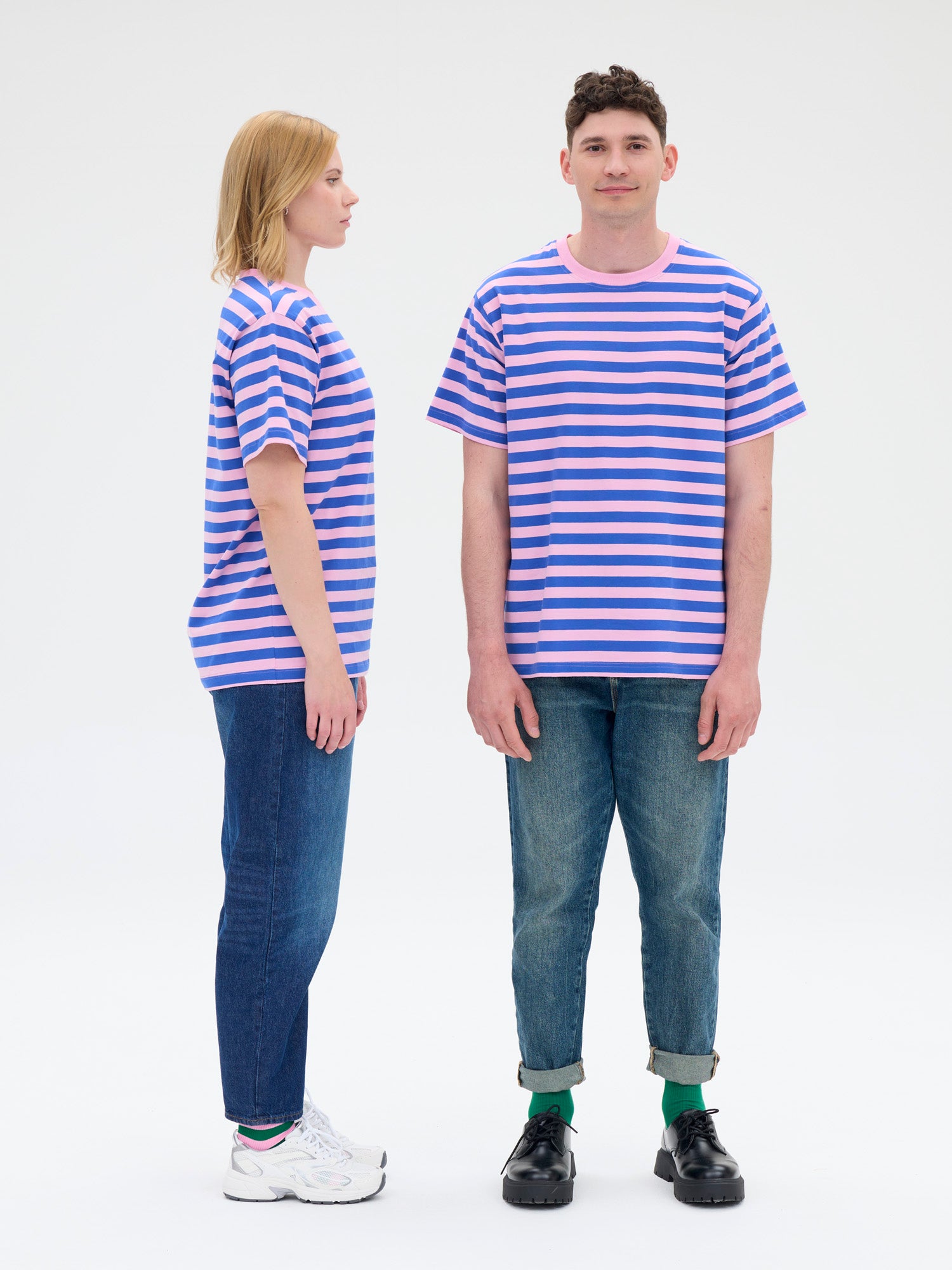 Unisex T-paita Novato Raita, Pinkki/Sininen